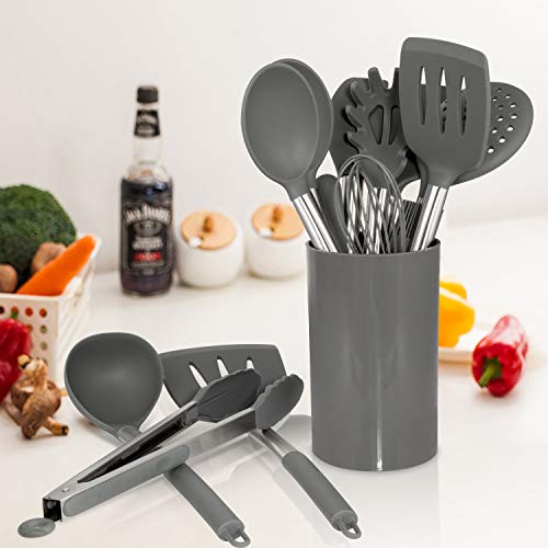Silicone Cooking Utensil Set, AILUKI Kitchen Utensils 14 Pcs Cooking  Utensils Set,Non-stick Heat Resistant Silicone,Cookware with Stainless  Steel Handle - Grey - Shop - TexasRealFood